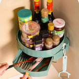 Rotating Spice Rack Holder with Drawer Wall Mounted Kitchen Spice Storage Shelves Bathroom Kitchen Storage Rack Organizer In Australia - Darrahopens