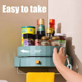 Rotating Spice Rack Holder with Drawer Wall Mounted Kitchen Spice Storage Shelves Bathroom Kitchen Storage Rack Organizer In Australia - Darrahopens