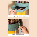 Rotating Spice Rack Holder with Drawer Wall Mounted Kitchen Spice Storage Shelves Bathroom Kitchen Storage Rack Organizer