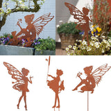 Decorative Garden Stakes Fairy Silhouette Metal Yard Stakes Arts Outdoor Garden Decor Spring Decor