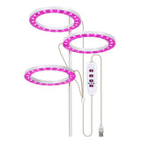 LED Plant Grow Light 5 Dimmable Modes 3 Head Timing USB Plant Lamp for Potted Plants Greenhouse Vegetables