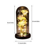 LED Rose Light Rose in Glass on Wooden Base Artificial Rose Flower Light Preserved Rose with LED Light