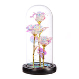 LED Rose Light Rose in Glass on Wooden Base Artificial Rose Flower Light Preserved Rose with LED Light
