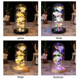 LED Rose Light Rose in Glass on Wooden Base Artificial Rose Flower Light Preserved Rose with LED Light