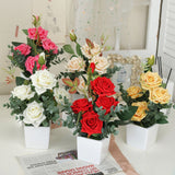 Rose Potted Plant Simulation Flowers Ceramic Small Bonsai Artificial Rose Potted