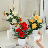 Rose Potted Plant Simulation Flowers Ceramic Small Bonsai Artificial Rose Potted