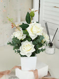 Rose Potted Plant Simulation Flowers Ceramic Small Bonsai Artificial Rose Potted