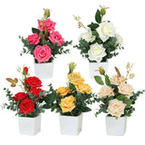 Rose Potted Plant Simulation Flowers Ceramic Small Bonsai Artificial Rose Potted