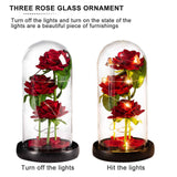 Glass Dome Rose Ornament LED Strip Light Blessing Romantic Glass Cover Artificial Flowers for Girlfriend In Australia - Darrahopens