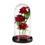 Glass Dome Rose Ornament LED Strip Light Blessing Romantic Glass Cover Artificial Flowers for Girlfriend