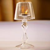 Glass Candle Holder Tansparent Table Lamp Shape Candlestick Holder for Din