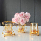 16x14cm Vase Gold Decorative Clear Glass Rugged Flower Vase For Wedding Arty
