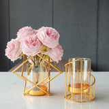 16x14cm Vase Gold Decorative Clear Glass Rugged Flower Vase For Wedding Arty