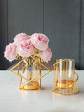 16x14cm Vase Gold Decorative Clear Glass Rugged Flower Vase For Wedding Arty