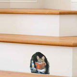 Cartoon Cute Candlelight Reading Mice Stick Mouse Hole Home Wall Decoration Wall Stickers In Australia - Darrahopens