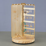 3 in 1 Jewelry Stand Display Multi Tiers Wooden Swivel Base Jewelry Display Holder for Necklace Gold