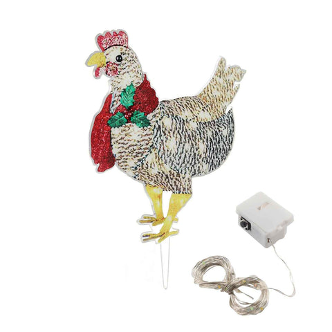 Christmas Chicken Shape Decorative LED Lights Light Up Christmas Decor with Scarf for Indoor Outdoor Room Yard In Australia - Darrahopens