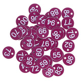 50Pcs Numbered Label Round Simple Beautiful Beehive Tag Breeding Supplies for Beekeeping Animal HusbandryNumbers 51 to 100 Purple