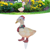 Light Up Duck Decor Metal Duck Garden Stake with Decorative Light String for Outdoor Ornament