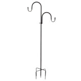 Shepherd's Hook Detachable Bird Feeder Hanger Iron 2 Hooks 5 Prong Bases Courtyard Accessories