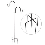 Shepherd's Hook Detachable Bird Feeder Hanger Iron 2 Hooks 5 Prong Bases Courtyard Accessories
