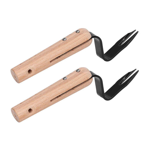 2Pcs Forked Head Hand Weeder Puller Wood Handle Remove Weeds Shovel Garden Weeding Fork Trimming Tools Planting Gadgets In Australia - Darrahopens
