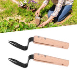 2Pcs Forked Head Hand Weeder Puller Wood Handle Remove Weeds Shovel Garden Weeding Fork Trimming Tools Planting Gadgets