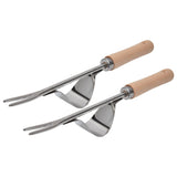 2Pcs Garden Hand Weeder Stainless Steel Sturdy Durable Rustproof Glossy Handle Weed Removal Tool