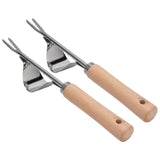 2Pcs Garden Hand Weeder Stainless Steel Sturdy Durable Rustproof Glossy Handle Weed Removal Tool