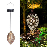 1.2V 0.5W Solar Wrought Iron Hollow Projection Lamp Outdoor Rainproof Solar Water Drop Chandelier