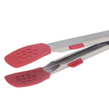 Food Tong Thickened 304 Stainless Steel Anti Slip Corrosion Resistant Barbecue Tongs for Restaurant Kitchen Baking Red