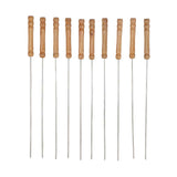 10pcs Barbecue Skewers Wooden Handle Stainless Steel BBQ Kabob Sticks for Outdoor Barbecue 11.8in In Australia - Darrahopens