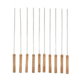 10pcs Barbecue Skewers Wooden Handle Stainless Steel BBQ Kabob Sticks for Outdoor Barbecue 11.8in In Australia - Darrahopens