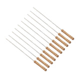 10pcs Barbecue Skewers Wooden Handle Stainless Steel BBQ Kabob Sticks for Outdoor Barbecue 11.8in In Australia - Darrahopens