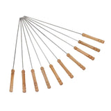 10pcs Barbecue Skewers Wooden Handle Stainless Steel BBQ Kabob Sticks for Outdoor Barbecue 11.8in In Australia - Darrahopens