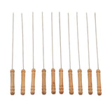10pcs Barbecue Skewers Wooden Handle Stainless Steel BBQ Kabob Sticks for Outdoor Barbecue 11.8in In Australia - Darrahopens