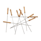 10pcs Barbecue Skewers Wooden Handle Stainless Steel BBQ Kabob Sticks for Outdoor Barbecue 11.8in