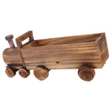 Wooden Flower Pot Cartoon Train Shape Good Ventilation Succulent Flower Pot Decoration for Garden Home Office