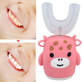 Kids U Shaped Toothbrush Pink Cartoon Electric 360° Tooth Rush Whole Mouth Teeth Cleaning MachineLarge