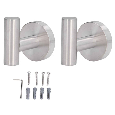2Pcs Brushed Stainless Steel Bathroom Towel Robe Hook Round Wall Holder Hooks Hanger for Clothing Towel In Australia - Darrahopens