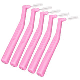 5pcs L Shaped Interdental Brushes Effective Cleaning Plaque Removal Braces Brush for Tooth Care Pink