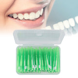 60Pcs Interdental Brush Practical Slim Braces Cleaner with PP Handle for Adults Children Orthodontic Care Green