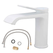 Sink Faucet G1/2 Thread Hot Cold Water Tap White Leaking Resistant Corrosion Proof Bathroom Sink Faucet for Home Use Short Style In Australia - Darrahopens