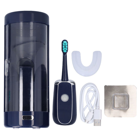 Electric Toothbrush Portable USB Charging IPX7 Waterproof Ultrasonic Toothbrush with Sterilization BoxBlue In Australia - Darrahopens