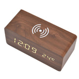Digital Alarm Clock Wireless Charging Automatic Temperature Detection Safe Stable LED Electronic ClockRed
