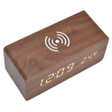 Digital Alarm Clock Wireless Charging Automatic Temperature Detection Safe Stable LED Electronic ClockRed