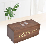 Digital Alarm Clock Wireless Charging Automatic Temperature Detection Safe Stable LED Electronic ClockRed