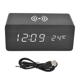 Digital Alarm Clock Wireless Charging Automatic Temperature Detection Safe Stable LED Electronic ClockBlack In Australia - Darrahopens