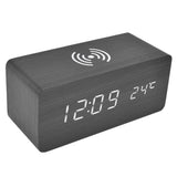 Digital Alarm Clock Wireless Charging Automatic Temperature Detection Safe Stable LED Electronic ClockBlack In Australia - Darrahopens