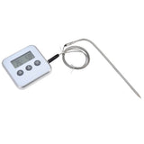 Meat Thermometer Smart 3 Buttons Digital LED Display Multifunctional Oven Thermometer with Probe for Cooking Baking BBQWhite